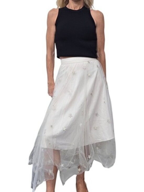 Jenny Yoo Dresses & Skirts - Jenny Yoo Collection Ivory Star Embroidered Tulle Midi Skirt Size 0